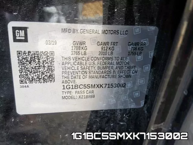 1G1BC5SMXK7153002 фото 2
