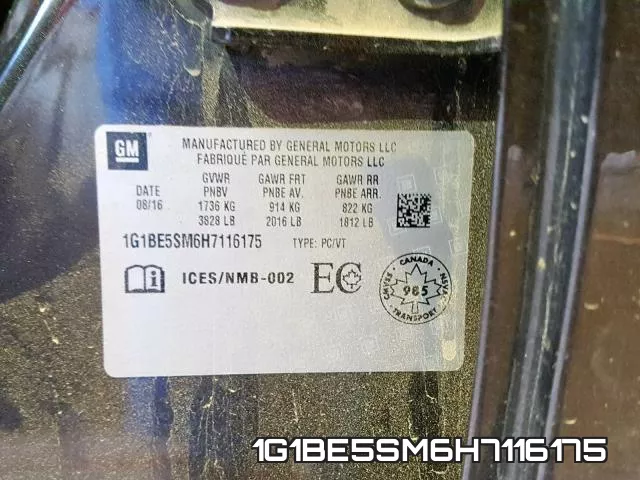 1G1BE5SM6H7116175 фото 2