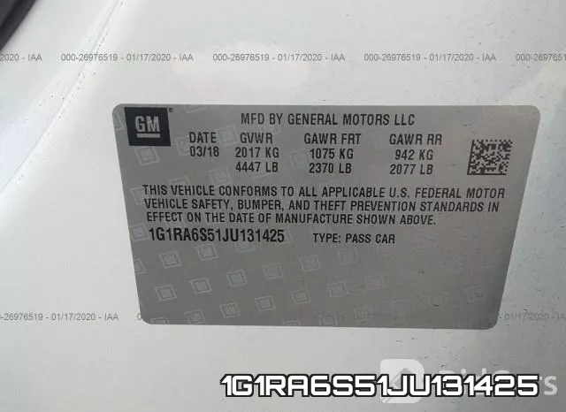 1G1RA6S51JU131425 фото 10