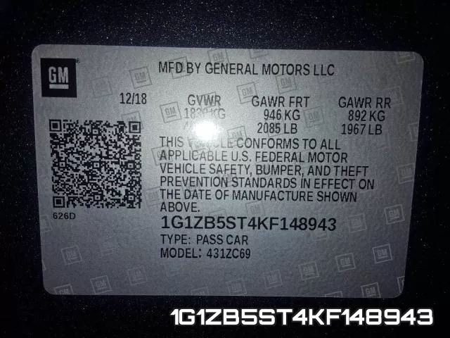 1G1ZB5ST4KF148943 фото 2