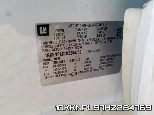 1GKKNPLS7HZ284769 фото 2