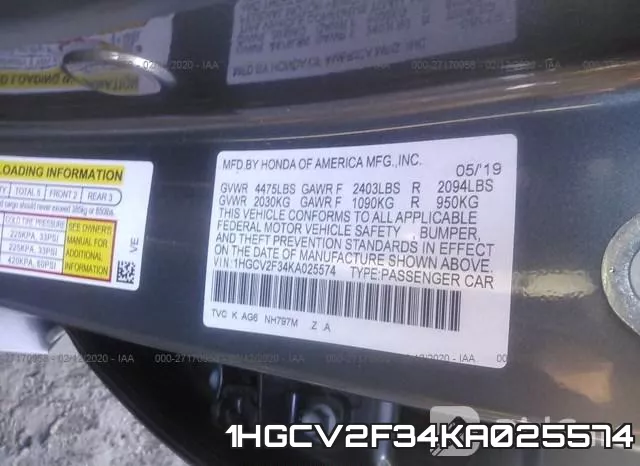1HGCV2F34KA025574 фото 10