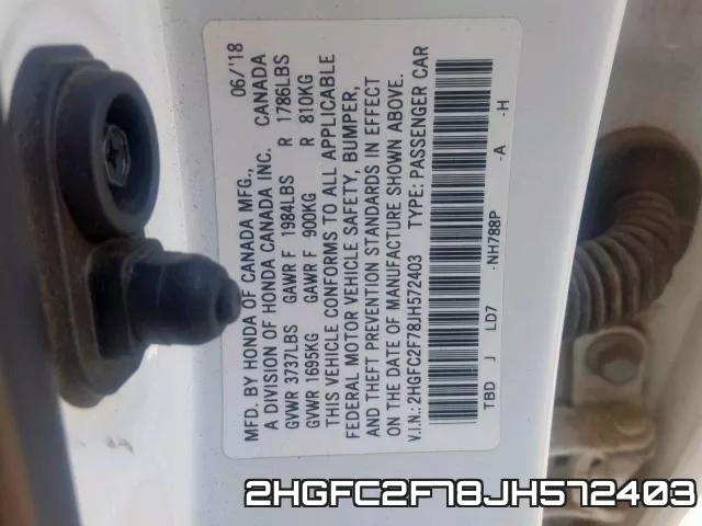 2HGFC2F78JH572403 фото 2