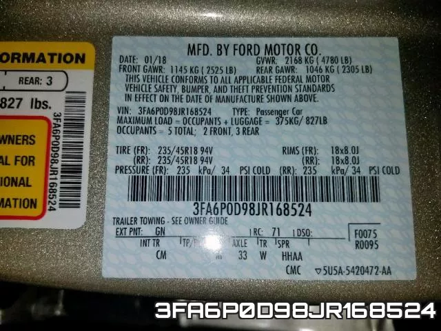 3FA6P0D98JR168524 фото 2