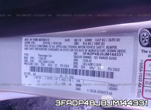 3FADP4BJ8JM144331 фото 8
