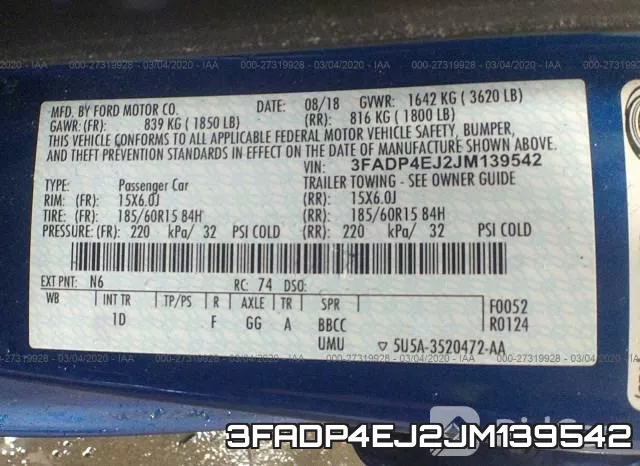 3FADP4EJ2JM139542 фото 10