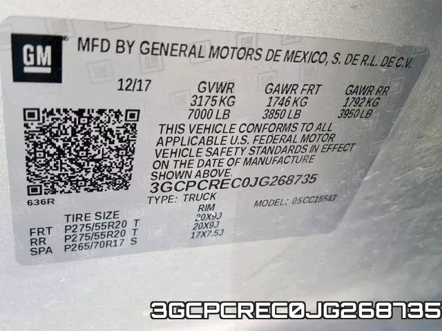 3GCPCREC0JG268735 фото 2