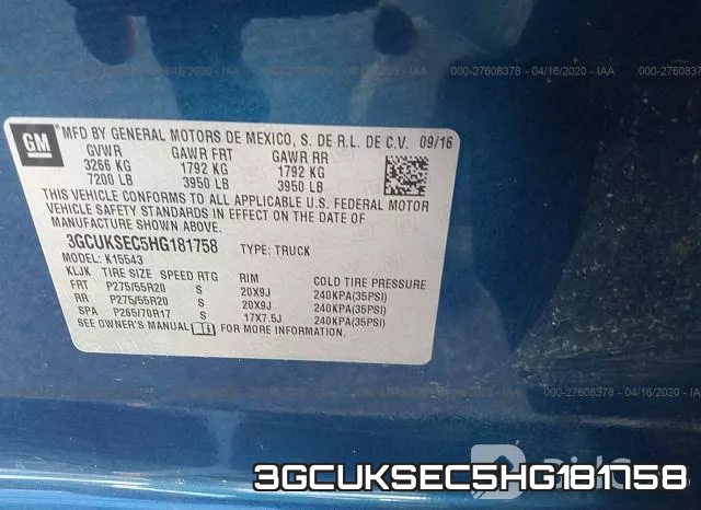 3GCUKSEC5HG181758 фото 7