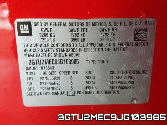 3GTU2MEC9JG103985 фото 2