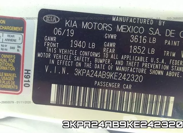 3KPA24AB9KE242320 фото 9