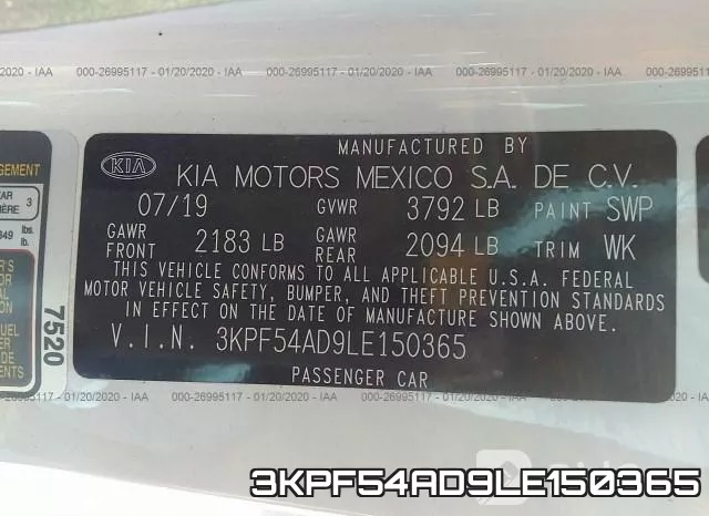 3KPF54AD9LE150365 фото 8