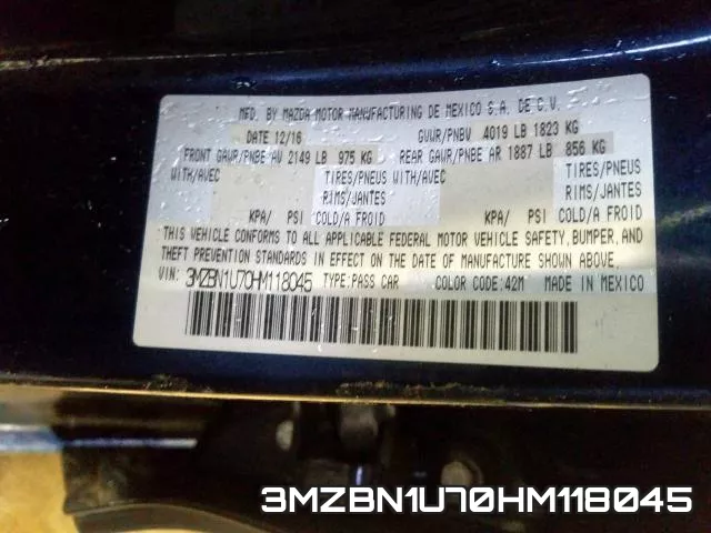 3MZBN1U70HM118045 фото 2
