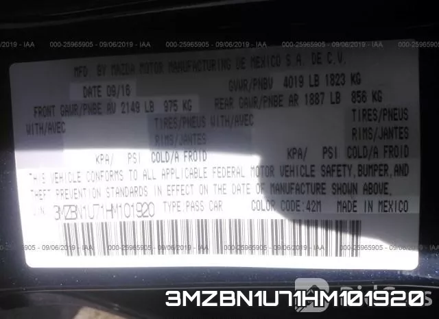 3MZBN1U71HM101920 фото 6