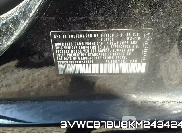 3VWCB7BU8KM243424 фото 10