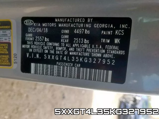 5XXGT4L35KG327952 фото 2