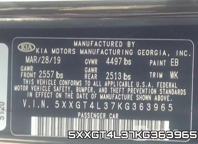 5XXGT4L37KG363965 фото 10