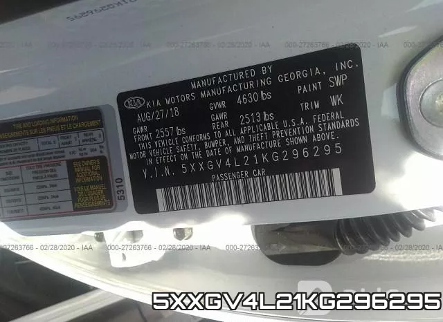 5XXGV4L21KG296295 фото 5