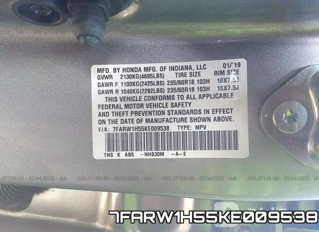 7FARW1H55KE009538 фото 9