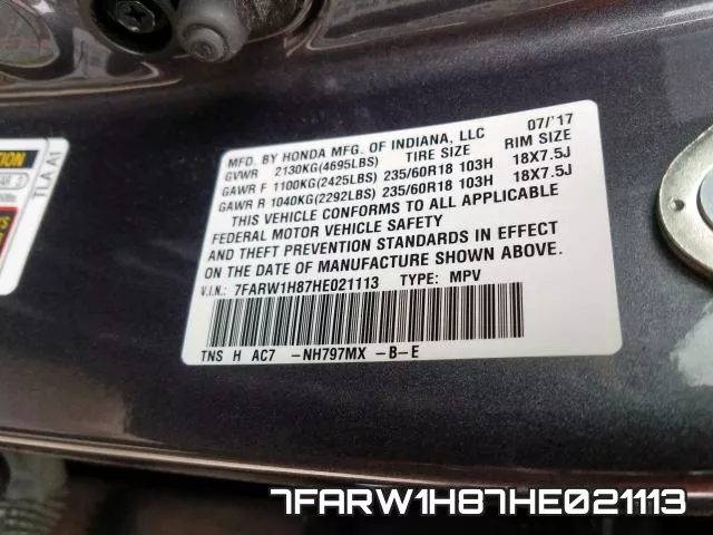 7FARW1H87HE021113 фото 2