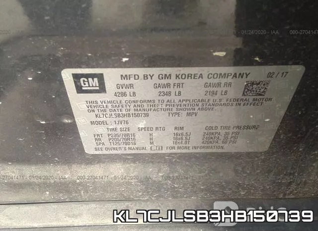 KL7CJLSB3HB150739 фото 5