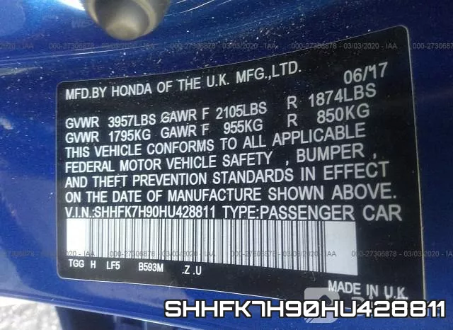SHHFK7H90HU428811 фото 10