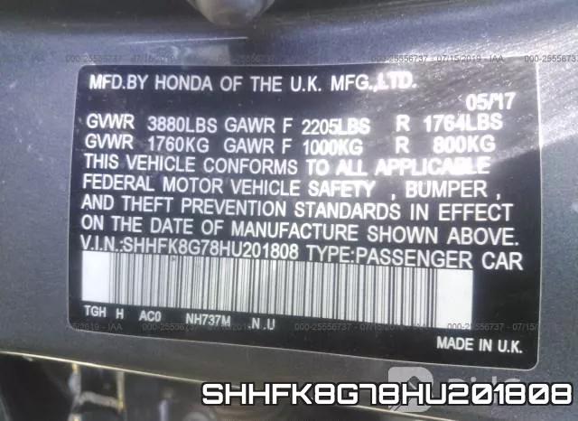 SHHFK8G78HU201808 фото 4