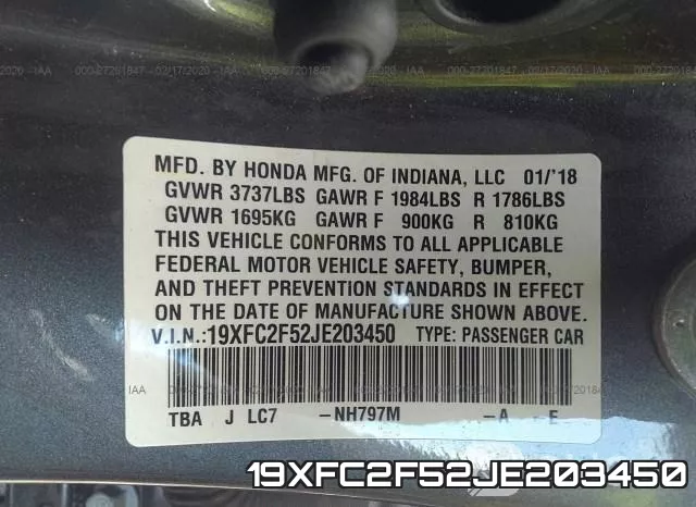 19XFC2F52JE203450 фото 10