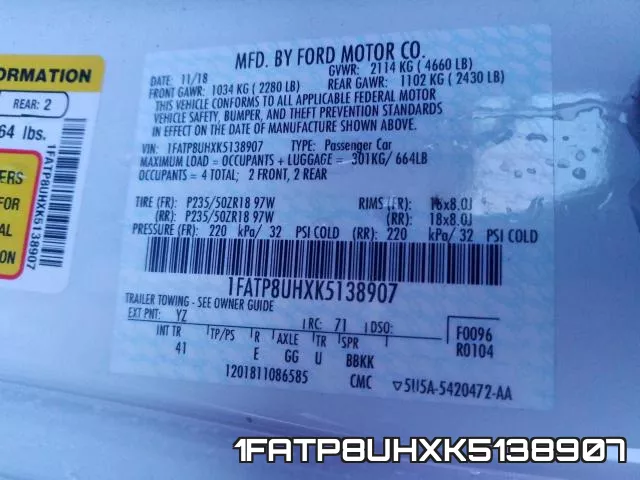 1FATP8UHXK5138907 фото 2