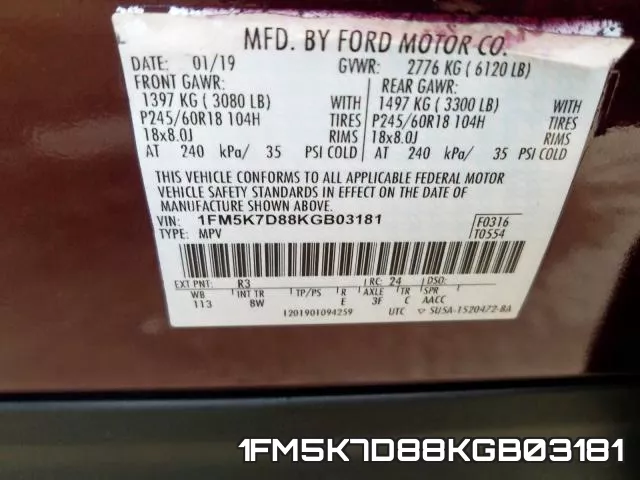 1FM5K7D88KGB03181 фото 2