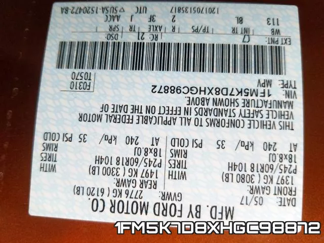 1FM5K7D8XHGC98872 фото 2