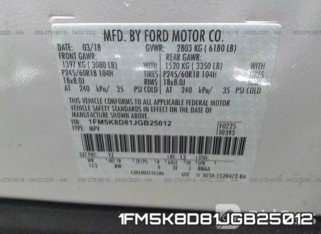 1FM5K8D81JGB25012 фото 10