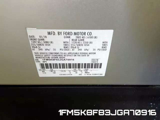 1FM5K8F83JGA70916 фото 2