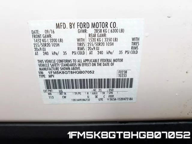 1FM5K8GT8HGB07052 фото 2