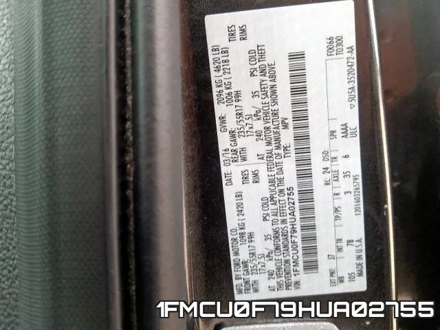 1FMCU0F79HUA02755 фото 2