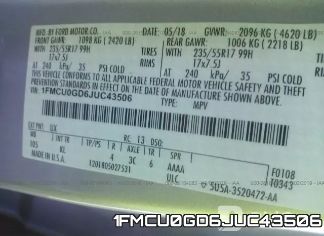 1FMCU0GD6JUC43506 фото 10