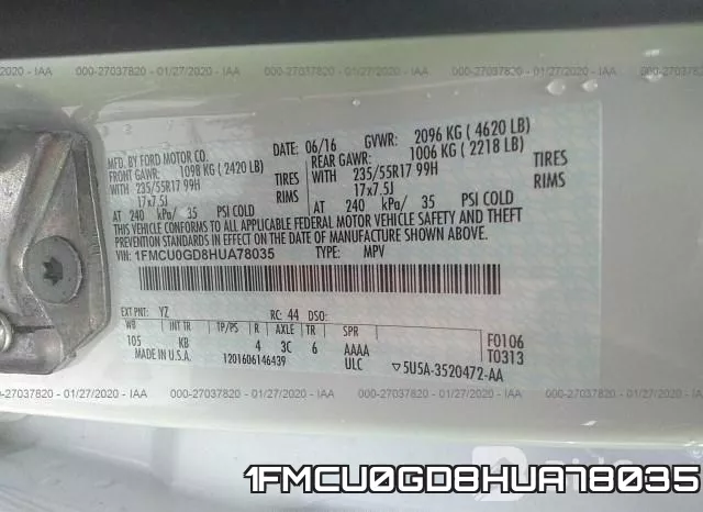 1FMCU0GD8HUA78035 фото 8