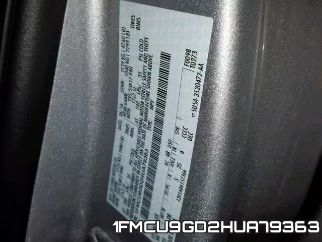 1FMCU9GD2HUA79363 фото 2