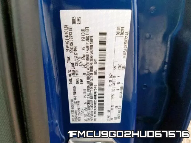 1FMCU9GD2HUD67576 фото 2