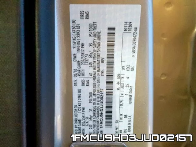 1FMCU9HD3JUD02157 фото 2