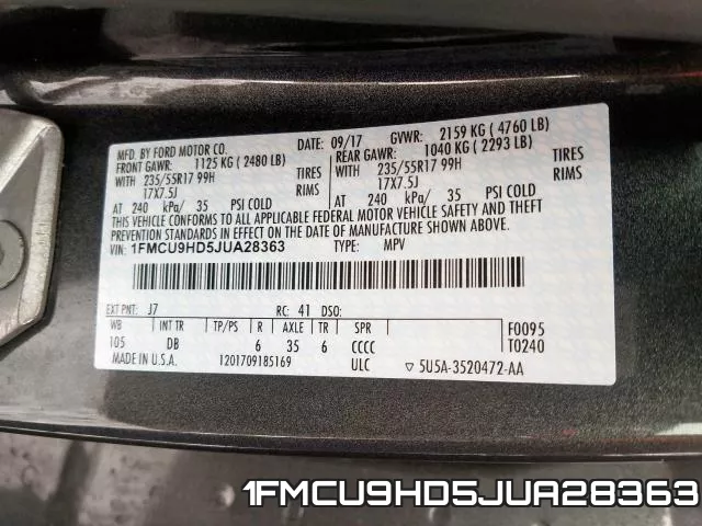 1FMCU9HD5JUA28363 фото 2