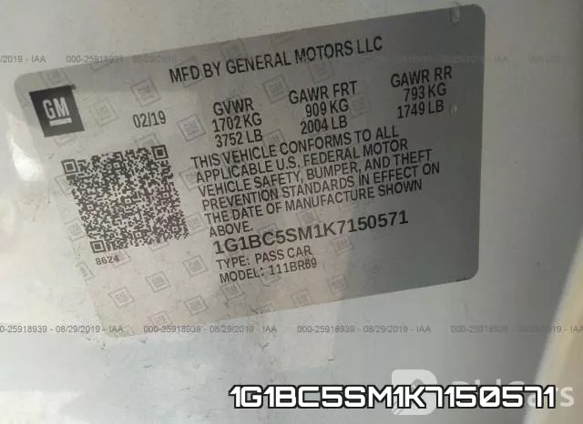 1G1BC5SM1K7150571 фото 10
