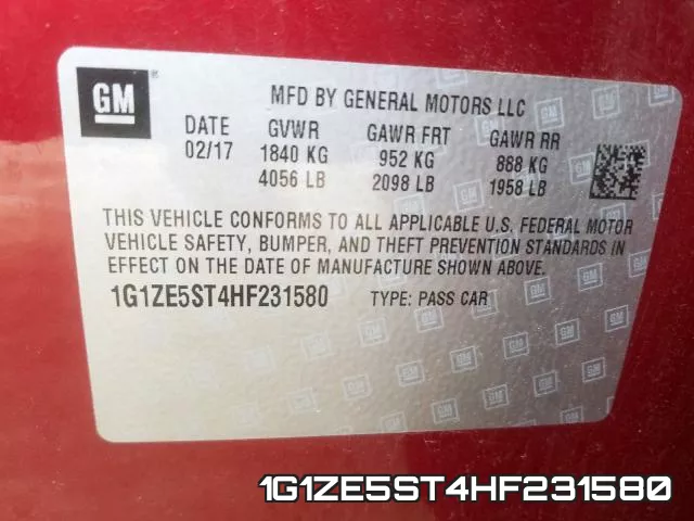 1G1ZE5ST4HF231580 фото 2