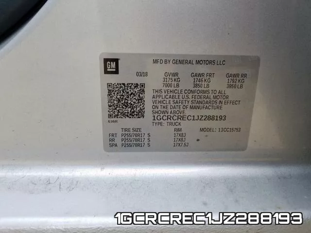 1GCRCREC1JZ288193 фото 2