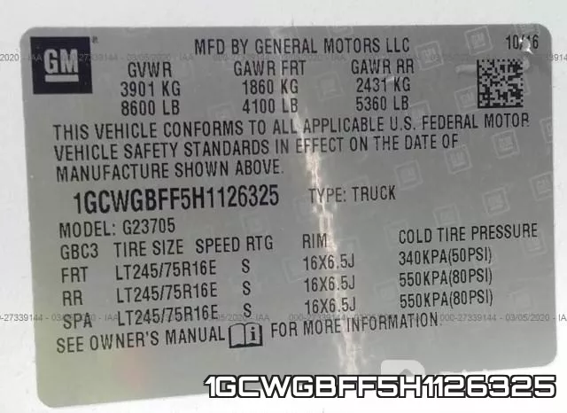 1GCWGBFF5H1126325 фото 5