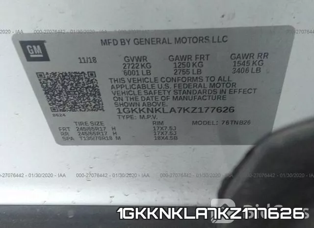 1GKKNKLA7KZ177626 фото 9