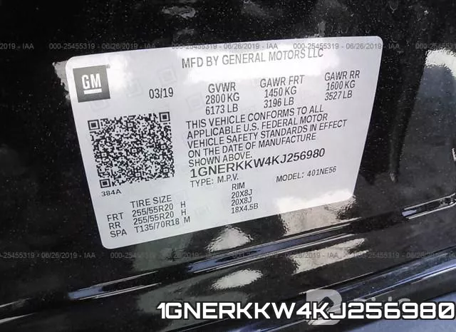 1GNERKKW4KJ256980 фото 9