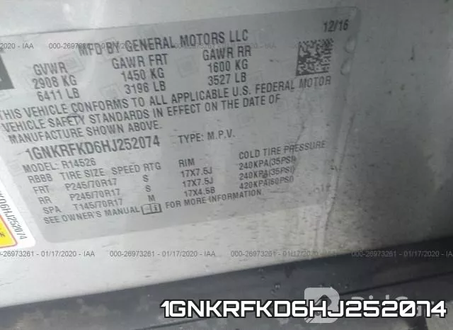 1GNKRFKD6HJ252074 фото 10