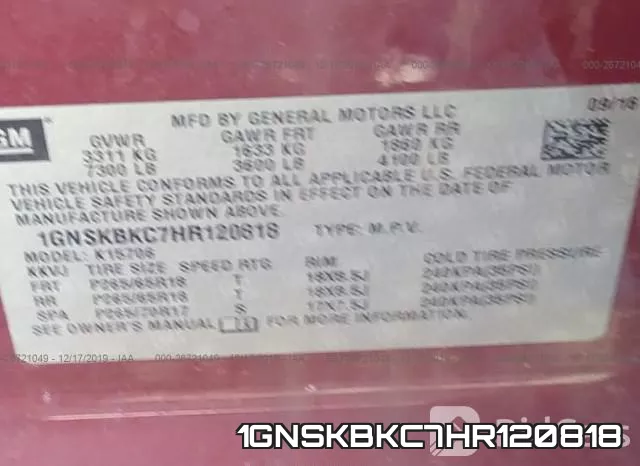 1GNSKBKC7HR120818 фото 8