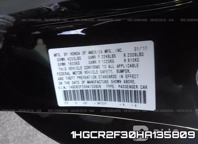 1HGCR2F30HA135809 фото 10