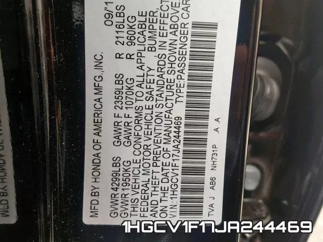 1HGCV1F17JA244469 фото 2